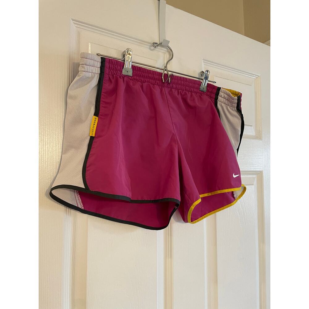 Nike Shorts Womens Large Purple Yellow LiveStrong Lined Running Sz Large